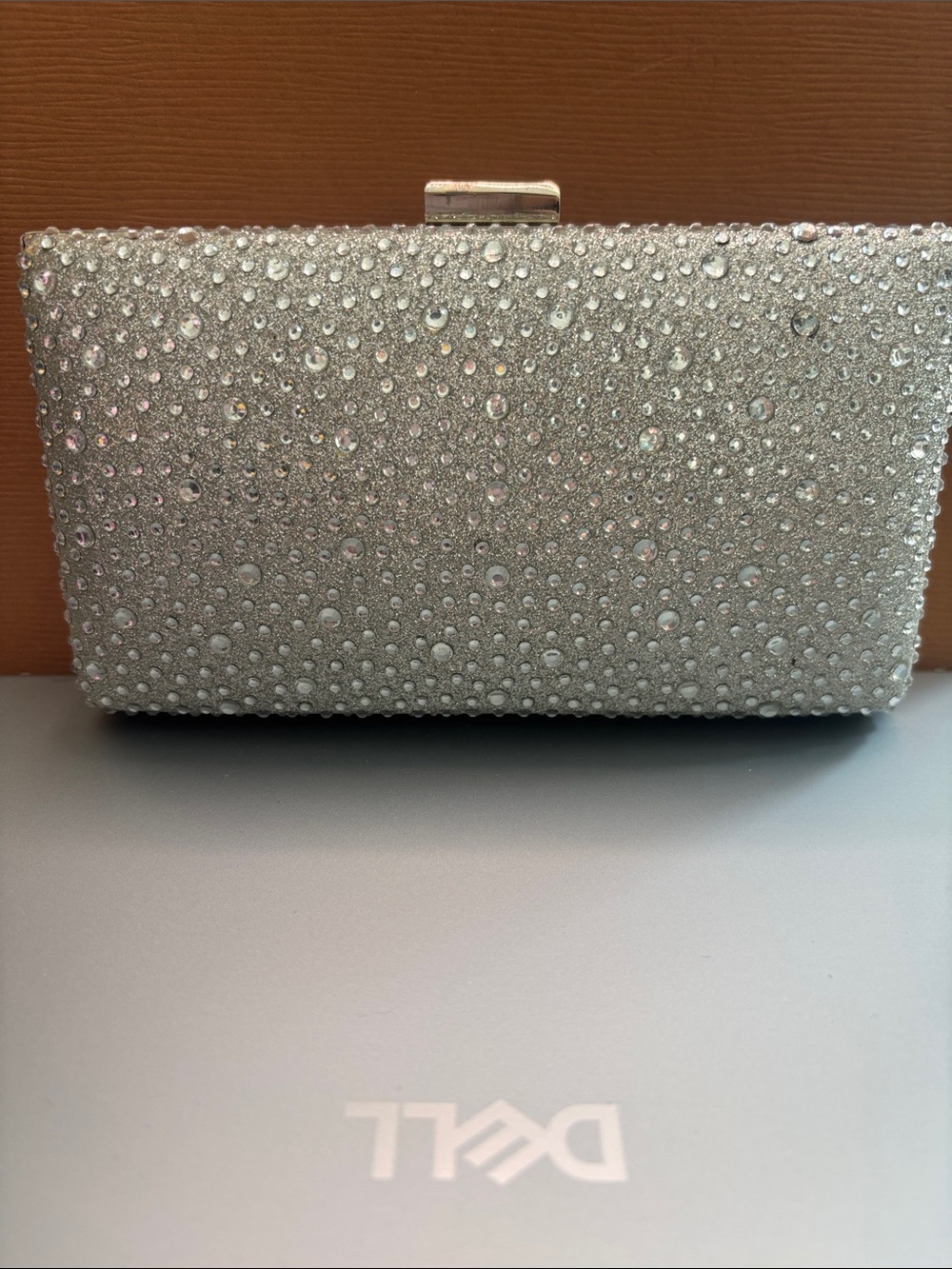 Silver Crystal Evening Clutch - Sparkling Rhinestone Design